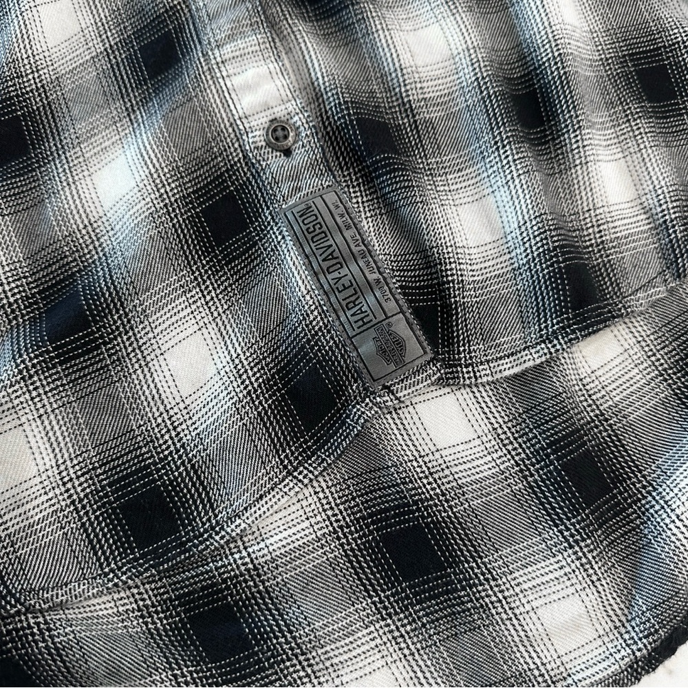 Harley Davidson Black & White Plaid Top - Picture 7 of 7